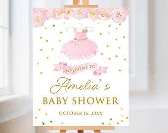 Ballerina Baby Shower Welcome Sign, Tutu Baby Shower Welcome Sign Printable, Girl Baby Shower, Editable Template, Instant Download