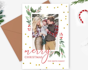Weihnachtskarten mit Foto, Fotokarte Weihnachten, Weihnachtskarte Printable, Weihnachtskarte Vorlage, Urlaub Fotokarten