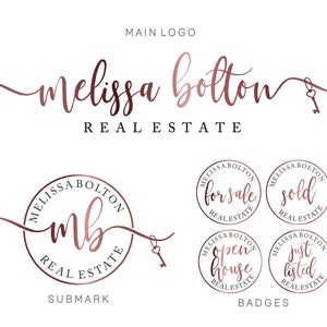 Real estate logo, Rose gold logo, Key Logo, Realtor logo, Real Estate Branding Package, Real Estate Marketing, Branding Kit, Business Logo