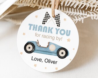 Editable TWO Fast Birthday Favor tags, Race Car 2nd Birthday Thank you tags, RaceCar Birthday Sticker, Vintage Blue car Instant Download