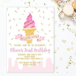 Ice Cream Birthday Invitation, Ice cream party invitation, Ice cream Invitation, Ice Cream Invite, Ice Cream Social Printable