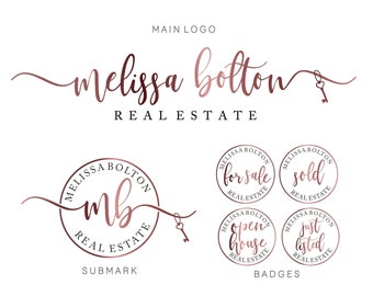 Real estate logo, Rose gold logo, Key Logo, Realtor logo, Real Estate Branding Package, Real Estate Marketing, Branding Kit, Business Logo