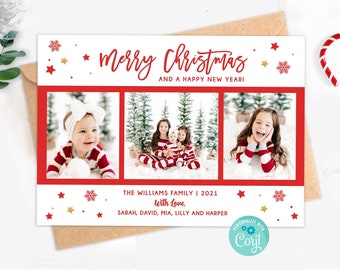 Weihnachtskartenvorlage, Fotoweihnachtskarte, Weihnachtskarten mit Foto, Weihnachtsfotokartenvorlage, Feiertagsfotokarten, bearbeitbar