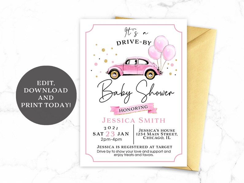 Drive by Baby Shower Invitation Drive Through Baby Shower Etsy