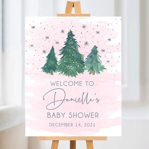 Baby it&#39;s Cold Outside Welcome Sign, Winter Baby Shower Welcome Sign, Girl Baby Shower Printable