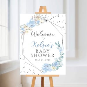 Boy Baby Shower Welcome Sign, Boy Baby Shower Sign, Floral Baby Shower Welcome Sign, Editable Template, Printable, Instant Download