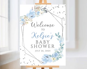 Boy Baby Shower Welcome Sign, Boy Baby Shower Sign, Floral Baby Shower Welcome Sign, Editable Template, Printable, Instant Download