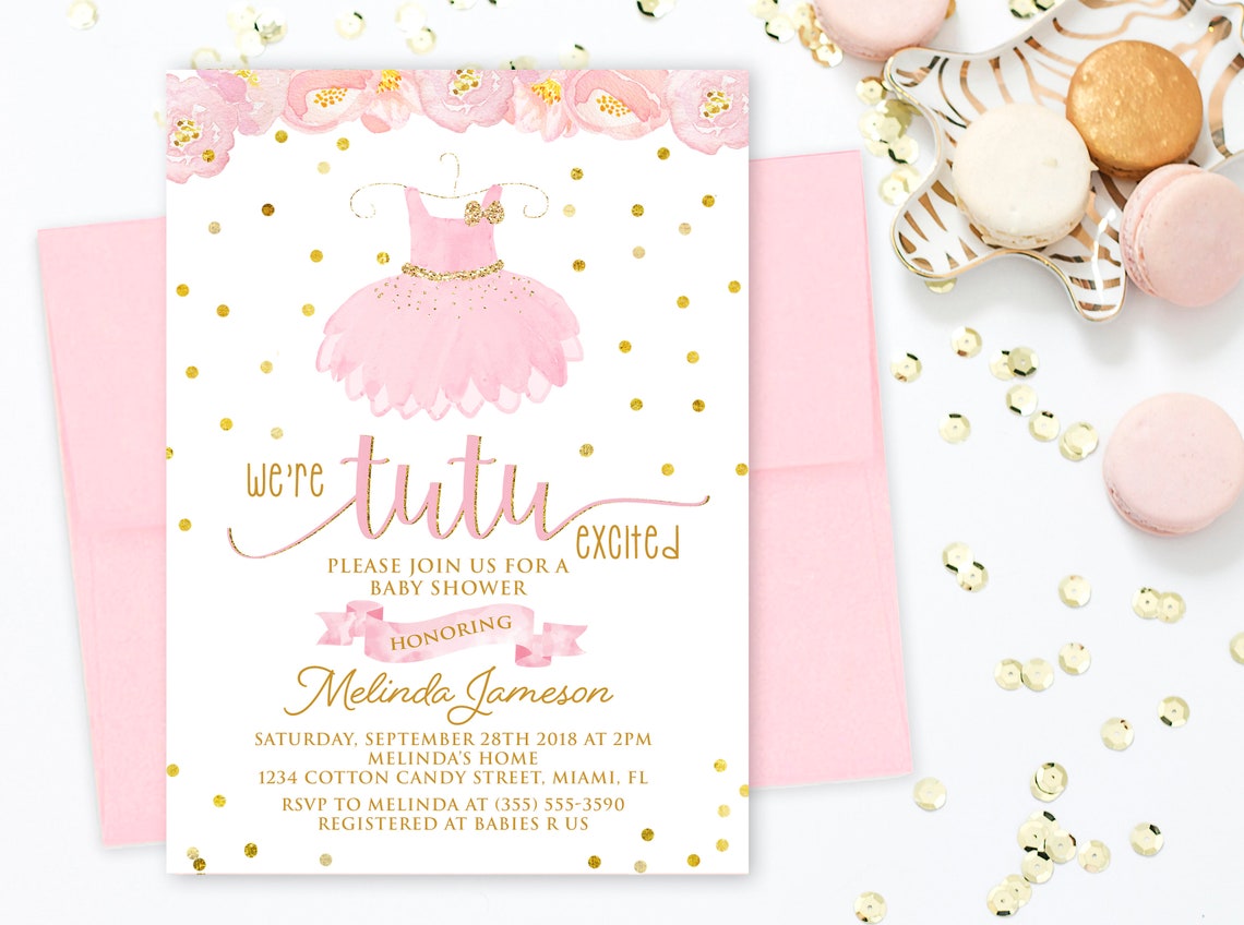 Tutu Excited Baby Shower Invitation Tutu Baby Shower Etsy