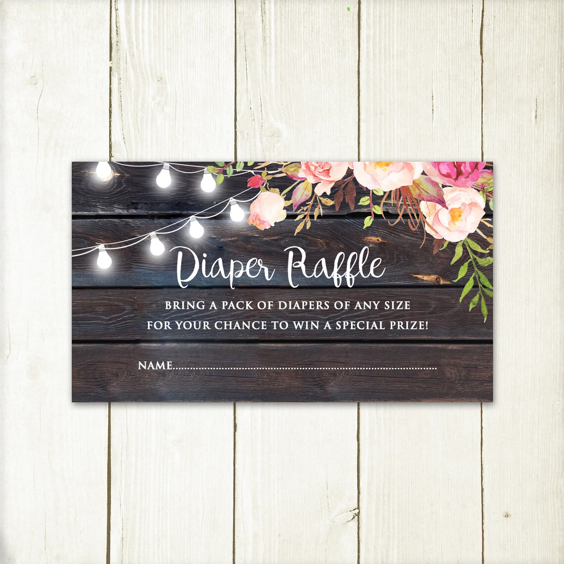 Rustic Number For Raffle Diaper Raffle Ticket Rustic, Instant Download, Rustic Diaper Raffle ...