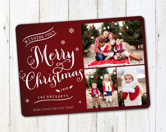 Photo Christmas Card, Printable or Printed, Holiday photo cards, Christmas photo card, Merry Christmas Card, Holiday Card