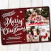 Christmas Card template, Photo Christmas Card, Red Christmas Card, Holiday Card,  Printable 