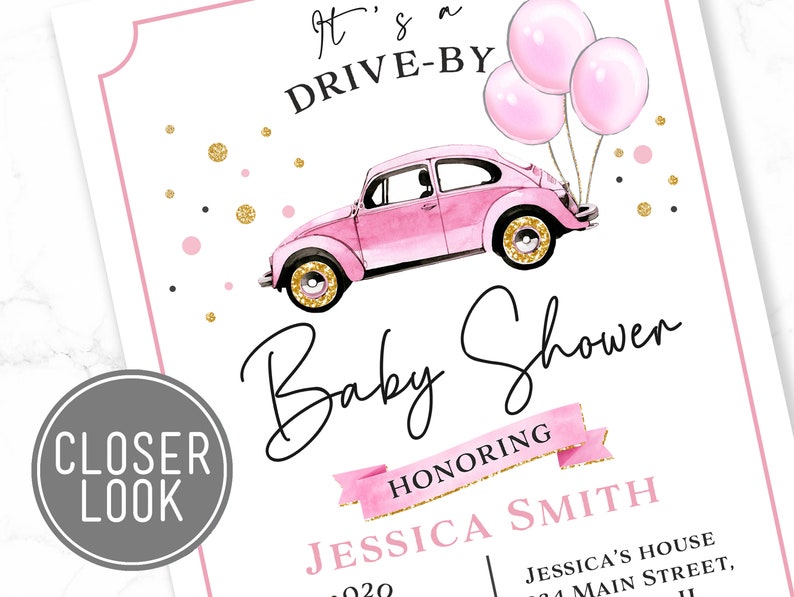 Drive by Baby Shower Invitation Drive Through Baby Shower Etsy