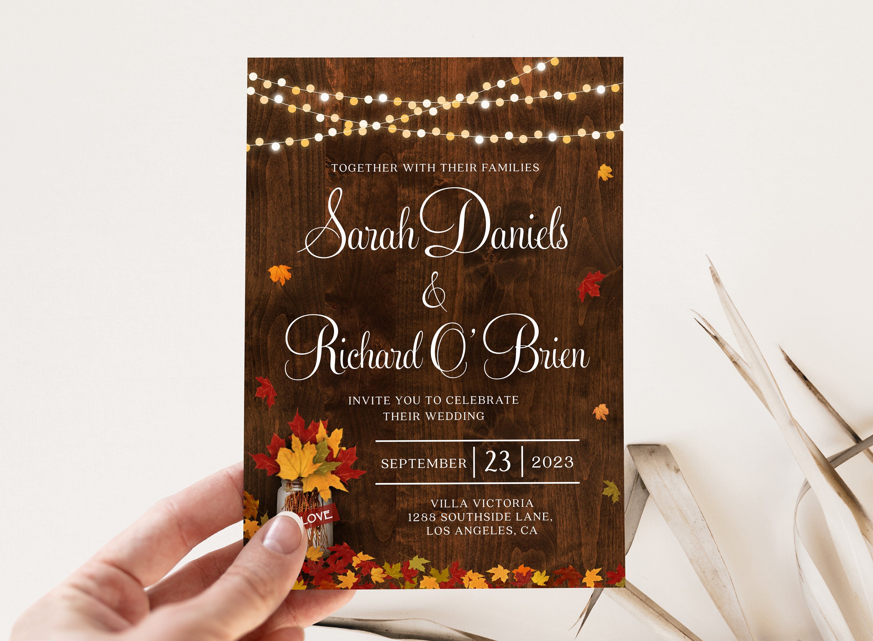 Etsy Fall Invitations Rustic Fall Wedding Invitation Set, Fall Invitation, Autumn Wedding ...