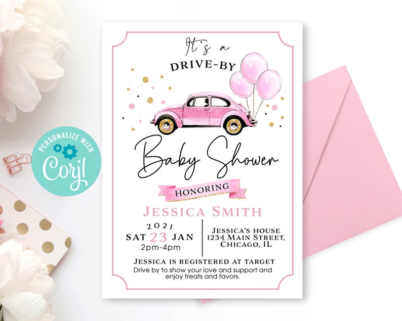 Drive by Baby Shower Invitation Drive Through Baby Shower Etsy