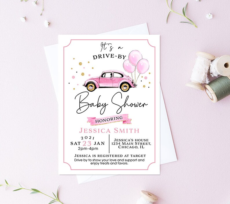 Drive by Baby Shower Invitation Drive Through Baby Shower Etsy