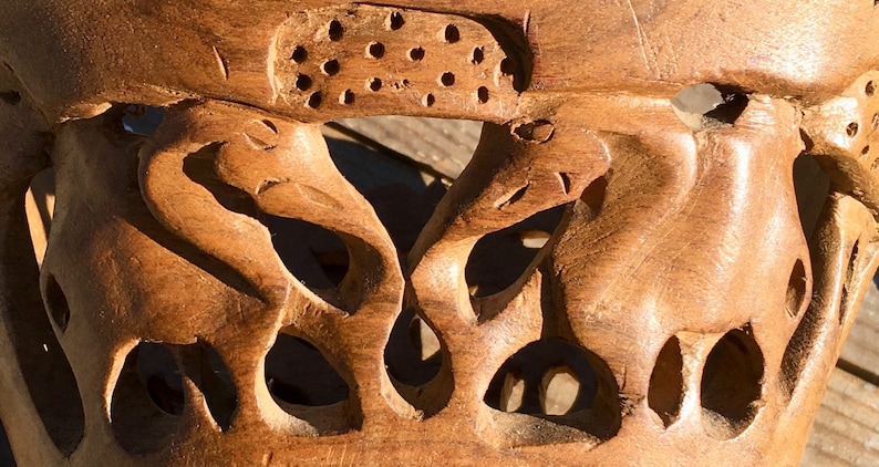 Vintage handcarved wooden elephant tree bowl solid wood bowl housewaresafricananimalssafaritribalbasketfruit bowl Great price