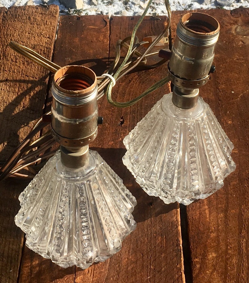 Retro Glass Table Lamp Set Vintage Lamps 1950 S 60 Image 0