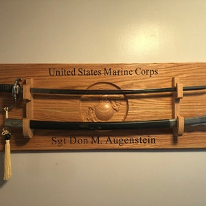 Marine Corps NCO Sword Display, U.S. Army Saber Display, Military Sword mount, Sword Rack, Sword Display, NCO Sword Mount