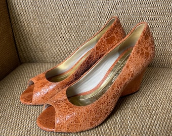 Orange Leather Arzon Pumps Made In Brazil