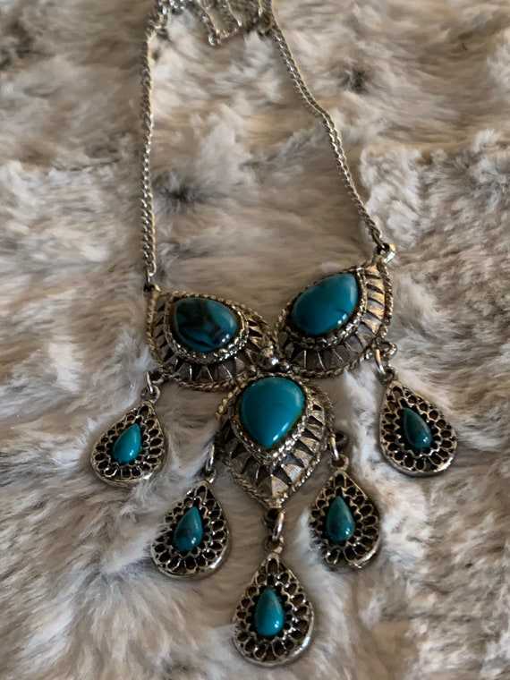 Vintage Turquoise and Silver Necklace - image 1