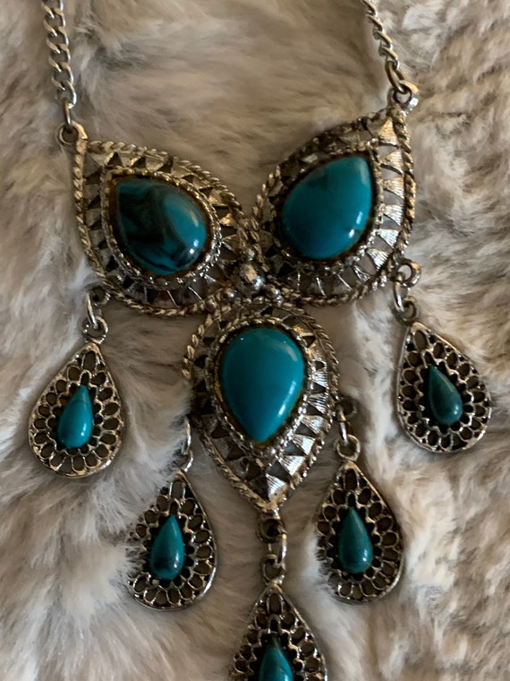 Vintage Turquoise and Silver Necklace - image 2