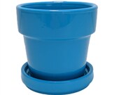 Mini Ceramic Pot Saucer - 2 3 4 quot x 2 3 4 quot - Cyan Blue