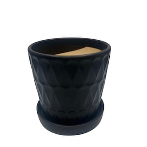 Frequency Pot with Attached Saucer - Matte Black - 5.25" x 5.25"