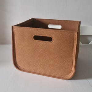 Panier en feutre Caramel | Panier de rangement avec poignées | Panier en feutre robuste, fait main | Sur mesure