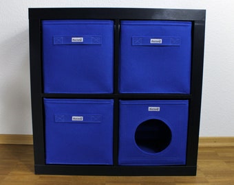 Blauer Regalkorb aus Filz / Katzenhöhle passend für Ikea Expedit Kallax und andere Regale Box Korb Aufbewahrung Storage Box