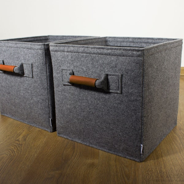 Felt storage bin, Felt boxes fit into Ikea Expedit and Kallax, Felt storage basket for a shelves, Custom-made felt storage boxes