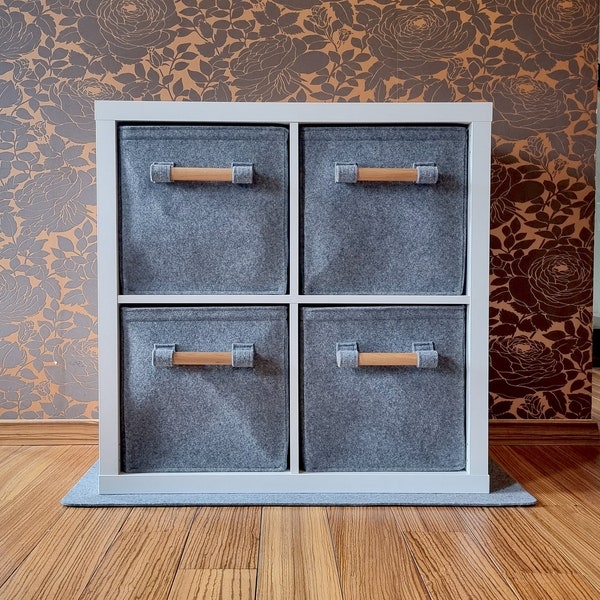 Light grey felt box fit into Ikea Expedit and Kallax, Felt storage basket for a shelves, ** We make custom size felt storage boxes