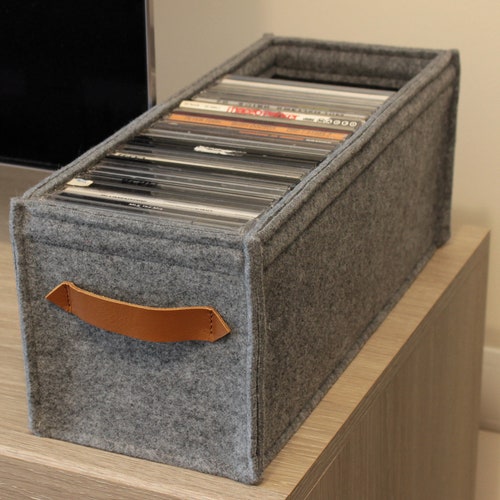 Sturdy CD Storage Box CD Felt Box With Leather Handles Etsy Hong Kong