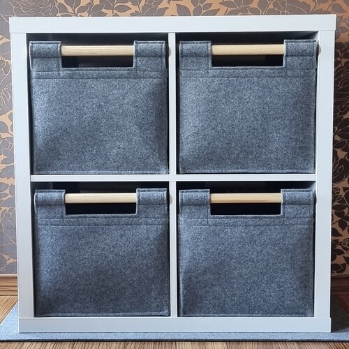 Felt Box With Wooden Handle Felt Basket as a Kallax Insert Etsy