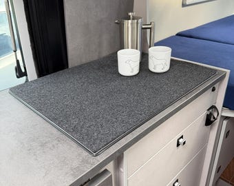 Felt Stove Cover for Poessl Camper Vans, Non-Slip Hob & Sink Protector, Handmade Motorhome Counter Extension, Van Life Accessory