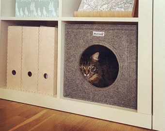 Felt cat cave fits into Ikea Expedit and Kallax, cat cube, felt cat bed, cat house, pet bed, small puppy bed, pet furniture