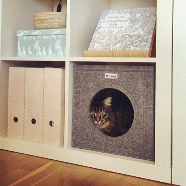 Cesta para gatos cueva para gatos cama para gatos como cesta de fieltro adecuada para Ikea Expedit y Kallax