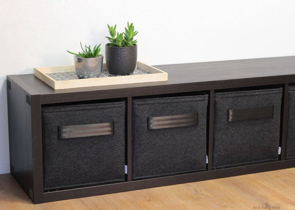 Dark grey felt box with seatbelt handle fit into Ikea Expedit Etsy