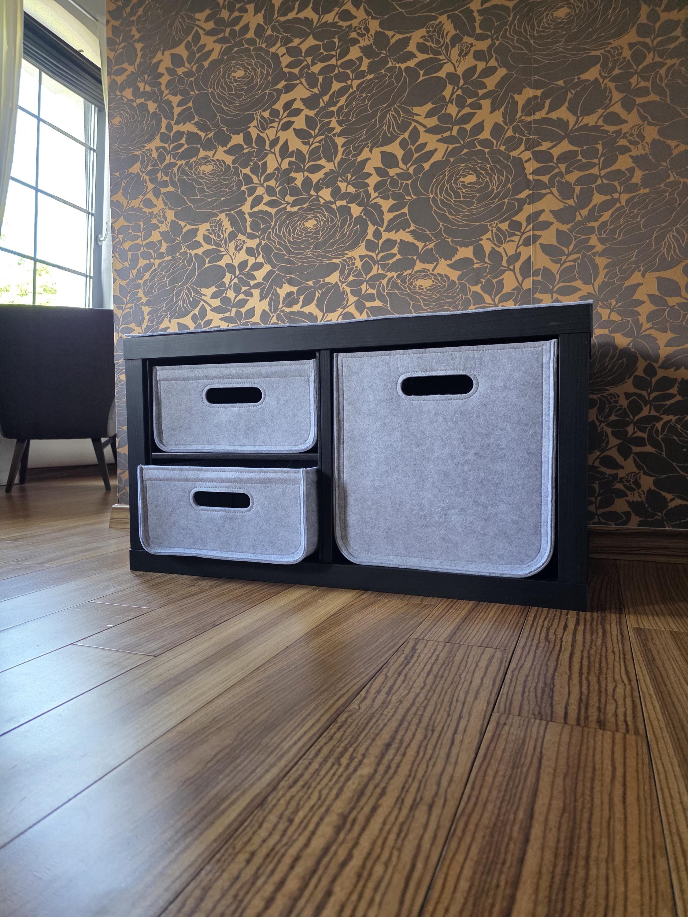 Felt Baskets and Seat Topper for Ikea Kallax, Half-height or Full Storage Basket, Kallax Bench Top With Velcro, Custom Size Felt Box