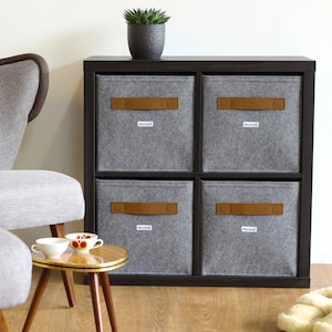 Light grey felt box fit into Ikea Expedit and Kallax, Felt storage basket for a shelves, Custom-made felt storage boxes