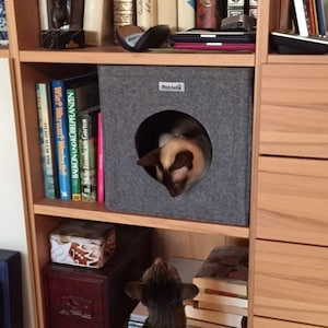 Felt cat cave fits into Ikea Expedit and Kallax, cat cube, felt cat bed, cat house, pet bed, small puppy bed, pet furniture image 4