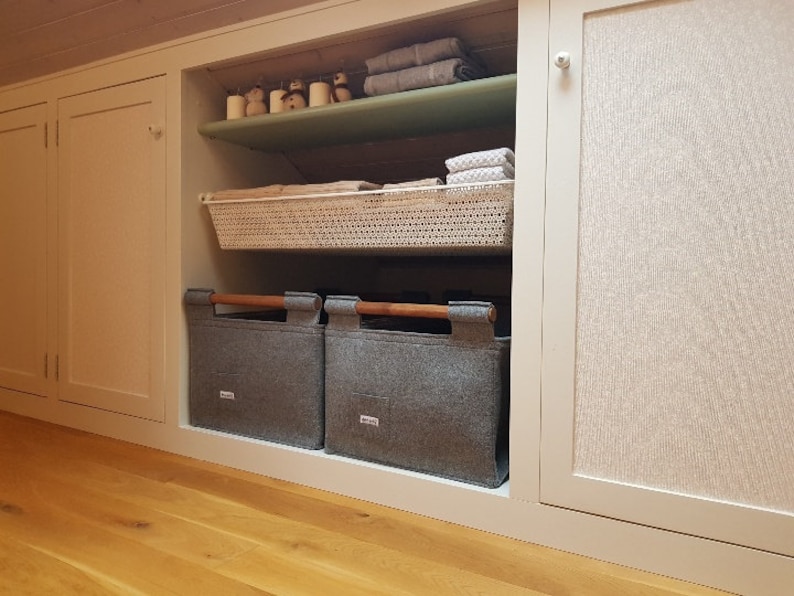 Large Log Storage Basket XL Light Grey Felt Etsy