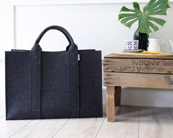 Large storage felt bag, sturdy log carrier bag, wood storage bag