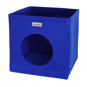 Felt cat cave fits into Ikea Expedit and Kallax, felt cat bed, cat house, pet bed, small puppy bed, pet furniture blue