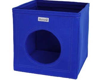 Felt cat cave fits into Ikea Expedit and Kallax, felt cat bed, cat house, pet bed, small puppy bed, pet furniture blue