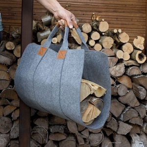 Firewood Log Carrier, sturdy and lightweight, felt firewood tote
