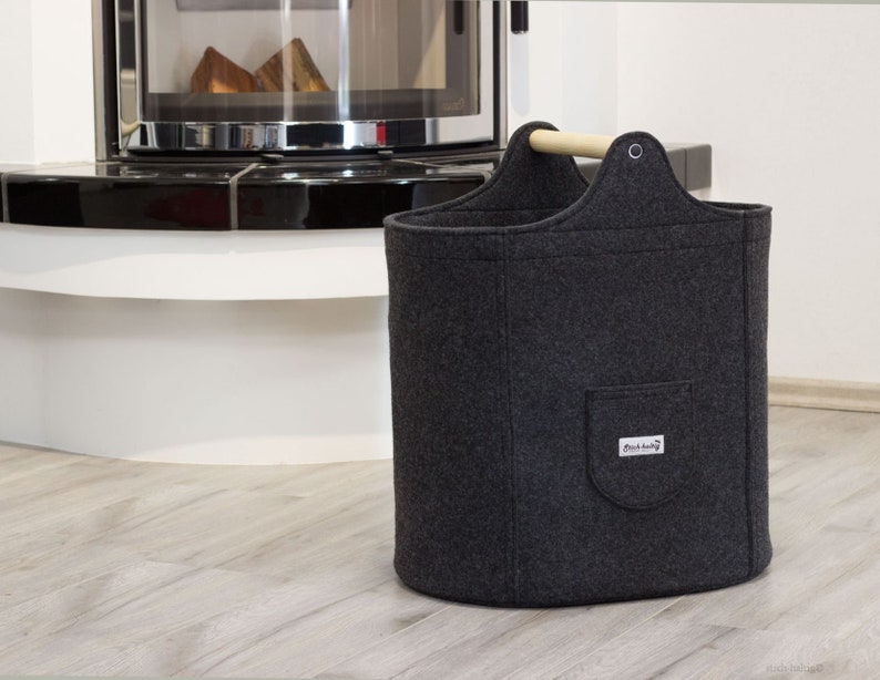 Felt Basket Storage Basket Firewood Carrier Grey Log Holder Etsy