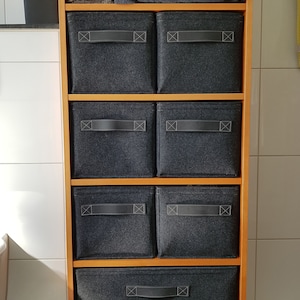 Light grey felt boxes fit into Ikea Expedit and Kallax, Felt storage basket for a shelves, Custom-made felt storage boxes