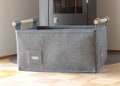 Large log storage basket XL light grey felt