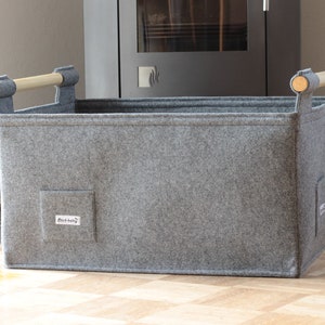Cesta grande para lareira, cesta de madeira, cesta de feltro para lenha, acessórios para lareira XL
