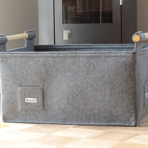 Large and Sturdy Log Basket With Wooden Handles XL Storage Etsy